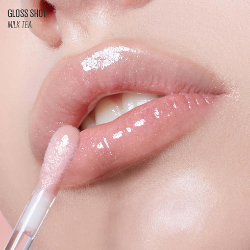 Kaja Lip Gloss - Gloss Shot with Jojoba Oil, Tinted Shimmer, Hydrating, Non-sticky, 02 Milk Tea, 0.14 Fl Oz