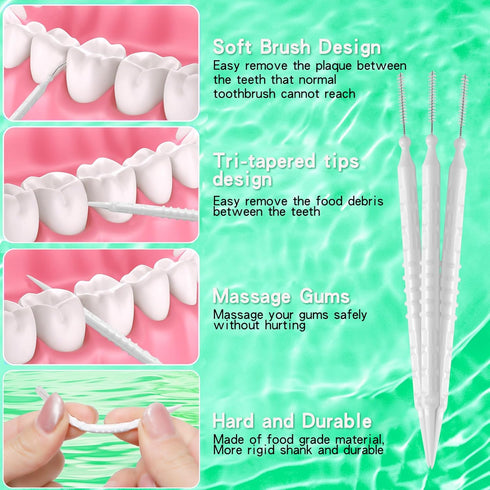 Toothpicks Interdental Brushes Picks, Double-Ended Soft Bristle Dental Floss Picks, 40PCS Portable Oral Care Tool