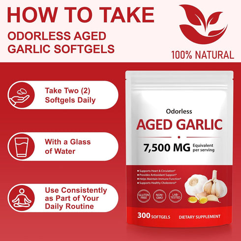 VOGSIG Aged Garlic Extract, Odorless Organic Garlic Extract Capsules, Natural Herbal Supplements