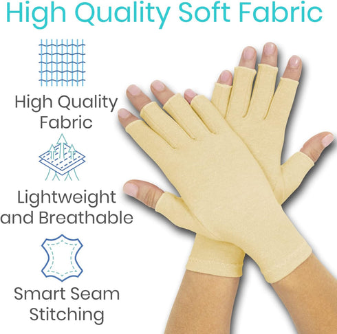 Vive Compression Arthritis Gloves - Open Finger for Rheumatoid, Osteoarthritis - Comfortable Fit for Men and Women