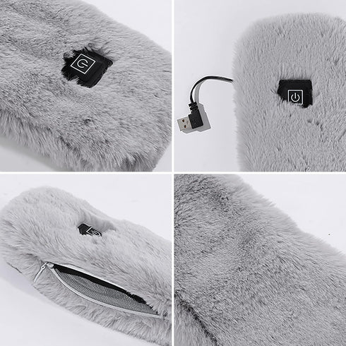 USB Powered Heated Scarf for Women, Cordless Neck Heating Pad Wrap, Winter Faux Fur Neck Warmer, Washable