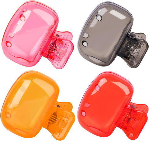 4 Pack Travel Toothbrush Head Covers, Portable Plastic Clip Protector Cap for Household, Travel, School (Grey, Red,