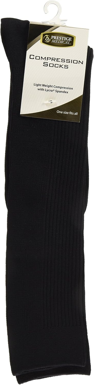 Prestige Medical Long Nurse Compression Socks, Black, 12 Inch