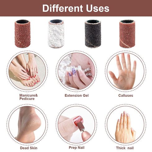 Rolybag Sanding Bands for Nail Drill, 240 Pieces Coarse Fine Grit Efile Sand Set, 2 Pieces 3/32 Inch Nail Drill Bits