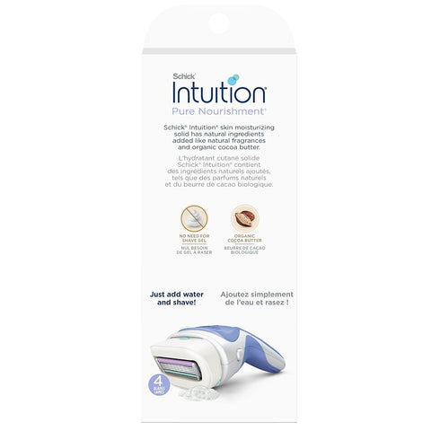 Schick Intuition Pure Nourishment Razors for Women | 1 Razor & 2 Refill Blades with Organic Cocoa Butter