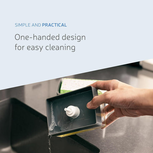 Countertop Liquid Dish Soap Dispenser + Sponge Holder with 2 x Refill Liquid Dish Soap Bundle