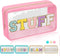 Iqimott Preppy Patch Clear Makeup Stuff Bag, Women Chenille Letter Cosmetic Bag for Travel, Waterproof Zipper Pouch
