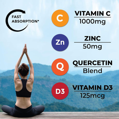 8 in 1 Immune Support Booster Gummies with Elderberry, Vitamin C, Zinc 50mg, Vitamin D 5000 IU, Turmeric, Ginger, B6,