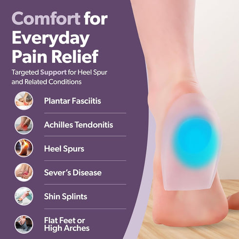 BraceAbility Heel Spur Cups - Medical-Grade Silicone Plantar Fasciitis Insole Cushion Pads (Pair - Medium)