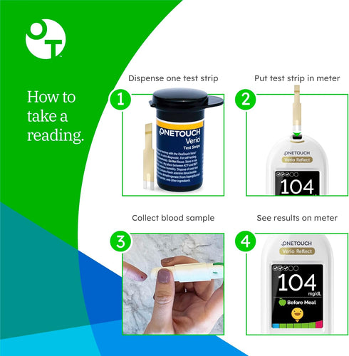OneTouch Verio Test Strips for Diabetes Value Pack - 60 Count, 2 Boxes with 30 Test Strips Each