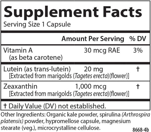 Carlson Lutein & Greens, 20 mg Vision Support & Eye Function, Antioxidant, 30 Vegetarian Capsules