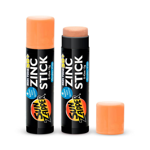 Sun Zapper Zinc Oxide Mineral Sunscreen Stick, SPF 50+, Water Resistant, Light Skin Tone (Bronze/Tan), 12g (0.42 Oz)