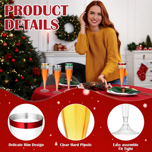 Jingmore 36 4.5 oz Summer Pcs Plastic Champagne Flutes Clear Toasting Glasses Cocktail Cup Wine Disposable Champagne