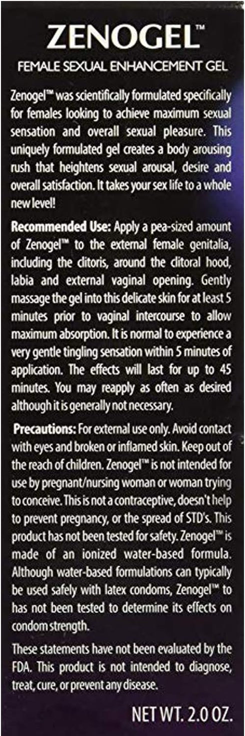 Zenogel 2oz Intimate Moisturizing Gel for Women Fragrance-Free, Plant-Based, External Use Only Tube