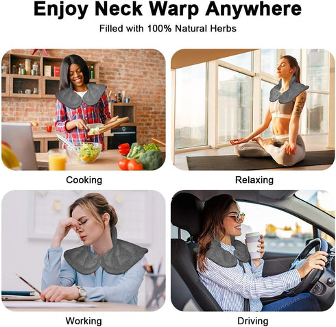 Microwavable Heated Neck Wrap Warmer and Shoulder Weighted Heating Pad for Hot and Cold Compress
