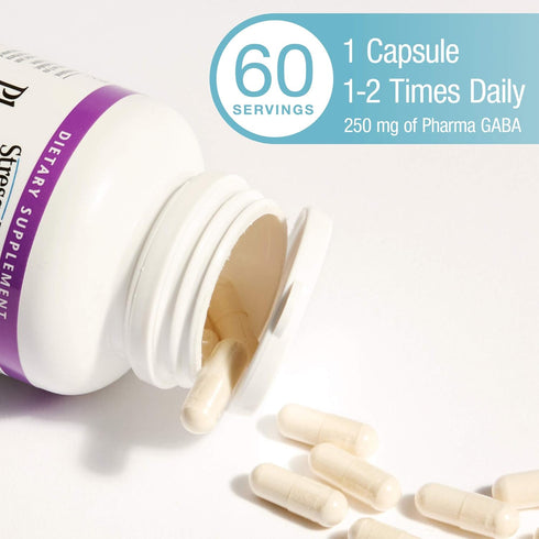 Natural Factors Stress-Relax Pharma GABA 250 mg - Non-Drowsy Stress Support for Relaxation & Mental Focus, 60 Capsules