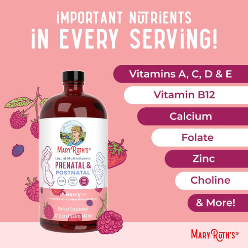 MaryRuth Organics Postnatal & Prenatal Vitamins for Women - Sugar Free, Vegan, Non-GMO, Gluten Free - 32oz