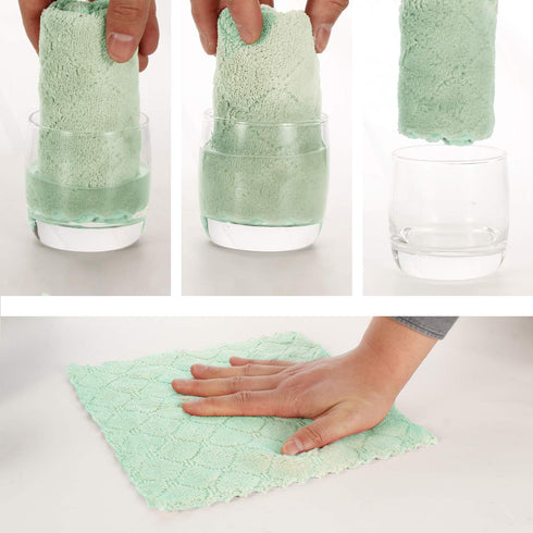 kimteny Cleaning Cloths Kitchen Towels, Microfiber Washcloths, Lint Free Reusable Dishcloths, Pack of 5 (Pink-Green)