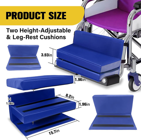 JZHLLA Adjustable Wheelchair Footrest High Density Foam Wheelchair Leg Rest Waterproof PU Leather Wheelchair Foot