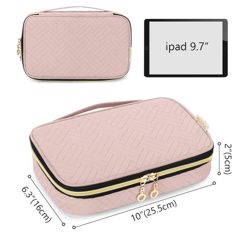 Yarwo Travel Makeup Brushes Bag, Portable Cosmetic Bag for Brushes (up to 9.4") and Essentials, Dusty Rose