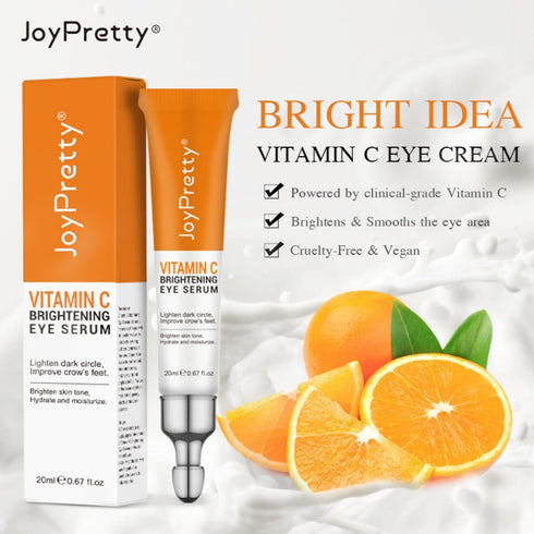 JoyPretty New Vitamin C Eye Serum, Anti-Aging Eye Cream with Niacinamide and Hyaluronic Acid for Dark Circles Puffiness