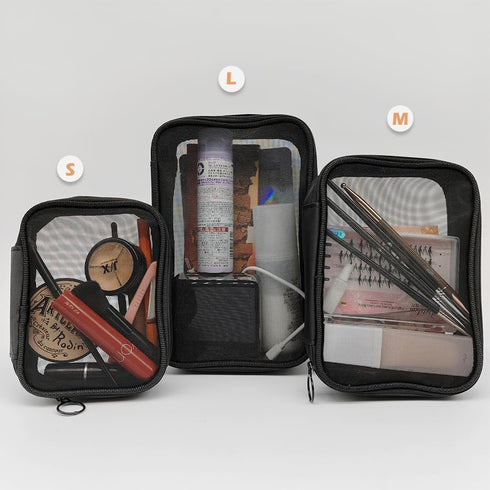 Mesh Makeup Bag Set, 3 Pcs Lightweight Cosmetic Bags with Zipper (S, M, L)