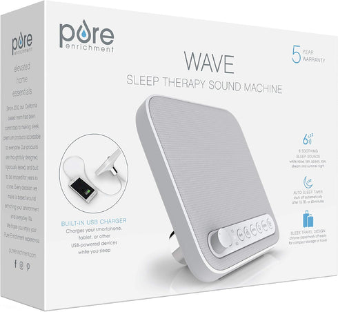 Seamless 6 Pure Enrichment Wave Premium Sleep Sound Machine with USB Charger - Looping with Soothing All-Natural