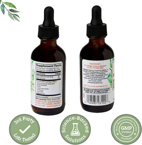 SuperLysine+ Liquid Immune Support Supplement, Quantum Health, 2 Ounce, Powerful Daily Wellness Blend