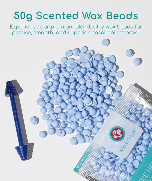 Medi Grade Nose Wax Kit for Men and Women - Eco-friendly Nose Hair Waxing Kit with Reusable Stick, Beads, Tape, and Bag