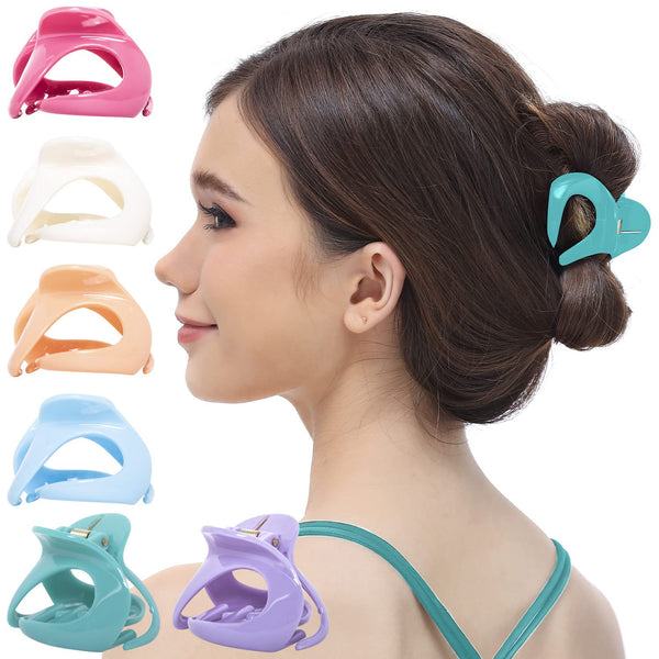 RC ROCHE ORNAMENT 6 Pcs Women's Oval Hollow Curved Jaw Clamp Hair Clips, Medium Pastel