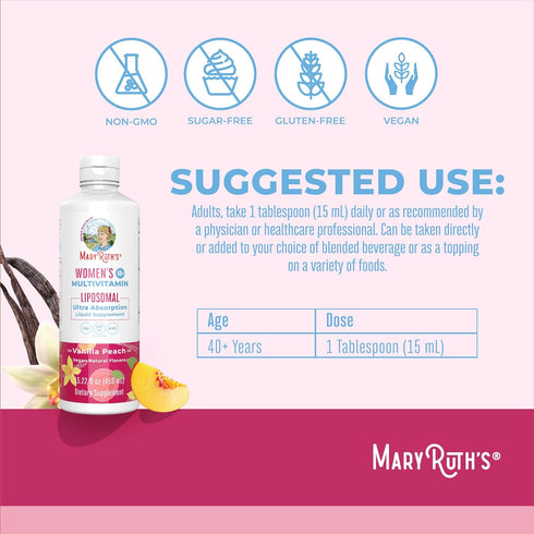 MaryRuth Organics Multivitamin for Women 40+, Liposomal Immune Support Supplement, Vegan, 15.22 Fl Oz