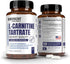 Premium L-Carnitine Tartrate Supplement, 1500mg for Energy, Lean Muscle Gain, 120 Non-GMO Capsules