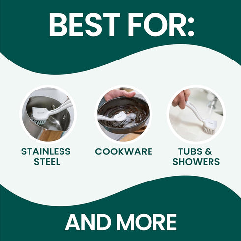 Scotch-Brite Pot + Pan Brush, Durable and Long Lasting Dish Brush with Handle for Scrubbing Stainless Steel, Outdoor
