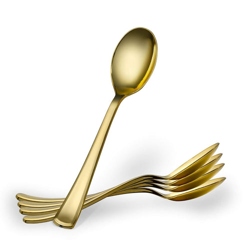 Plasticpro Disposable Heavy Duty Gold Plastic Spoons, Fancy Plastic Silverware for Catering Events (Pack of 40)
