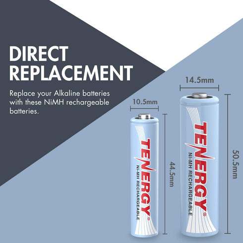 Tenergy 1.2V 12 Pack 2500mAh 12 Pack 1000mAH High Drain AA and AAA Battery, Rechargeable NiMH Batteries Combo, AA Cells