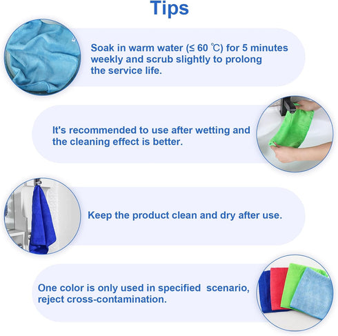 ovwo 12Pcs Premium Microfiber Cleaning Cloth, Highly Absorbent Household Cleaning Supplies - for Kitchen Towels, Dish
