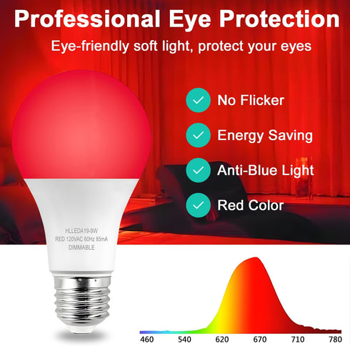 Verbeeck 670nm Bulb,6 Pack 9W E26 A19 Bulb,Dimmable,Melatonin Red Light Red Light Sleep Therapy Promoting,Healthy Sleep
