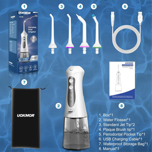 Cordless Water Flosser for Teeth: Portable Dental Oral Irrigator for Travel, 300ML Cleaning Picks