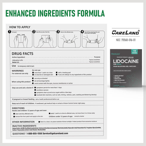4% Lidocaine Patches Plus 1% Menthol - Maximum Strength Pain Relief Patches for Back, Neck, Knee, Shoulder