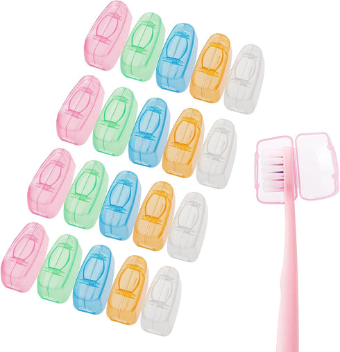 Muslish 20 Pack Travel Toothbrush Head Covers - Portable Toothbrush Pod Caps for Home and Travel