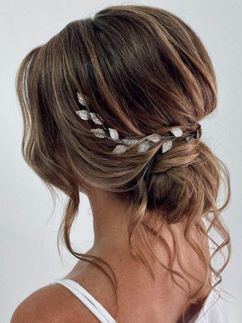 JAKAWIN Gold Hair Piece Leaf Bride Wedding Hair Vine, Bridal Accessories for Women and Girls HV179 (Silver)