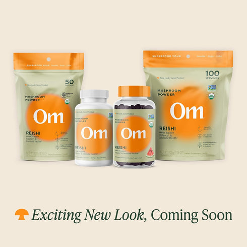 OM MUSHROOM SUPERFOOD Reishi Mushroom Capsules, 90 Count, Organic Adaptogen for Stress Relief and Immune Health