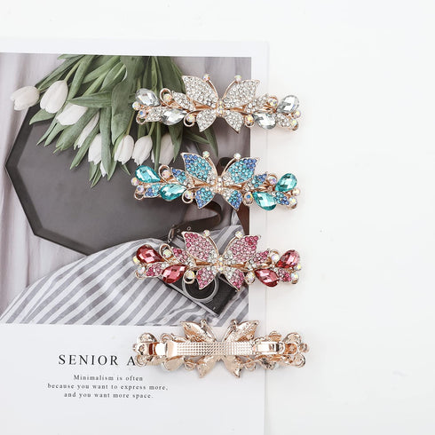 inSowni 4 Pack Luxury Glitter Hair Barrettes - Sparkly Jeweled Gems Crystal Rhinestone Butterfly Clips