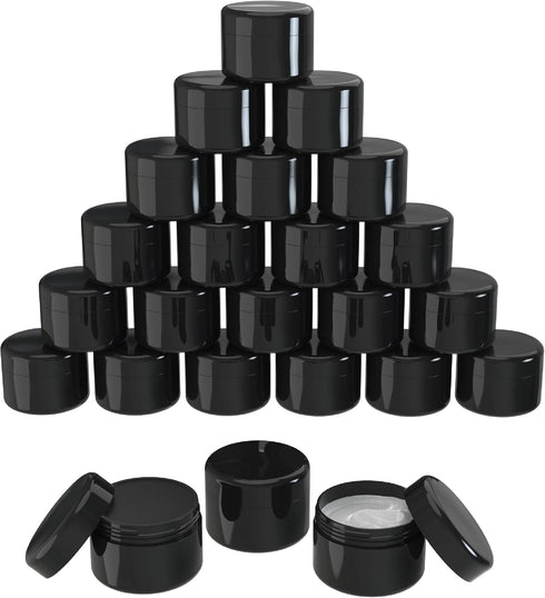 Houseables Black Cosmetic Jars, Small Containers with Lids, 2 Fl Oz, 160 ML, 24 Pack, TSA Approved for Lotion, Creams,