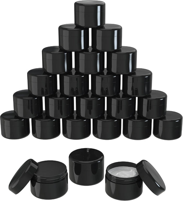 Houseables Black Cosmetic Jars, Small Containers with Lids, 2 Fl Oz, 160 ML, 24 Pack, TSA Approved for Lotion, Creams,