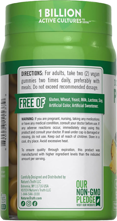 Nature's Truth Probiotic Gummies for Adults, 50 Count, Vegan, Non-GMO & Gluten Free Digestive Health Supplement