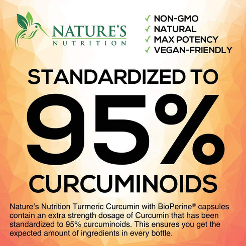 Nature's Tumeric Turmeric Curcumin Supplement with BioPerine, Ginger & Glucosamine, 2000mg, 60 Vegan Capsules