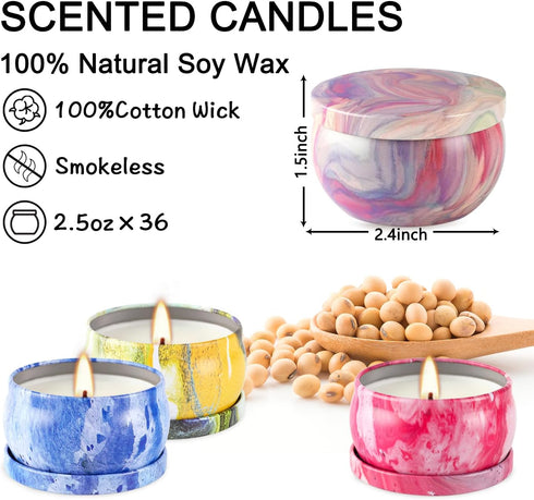 Onebird Set 36 Set, of Scented Candle Gift Natural Pure Soy Wax Aromatherapy Candles with Essential Oils for Home