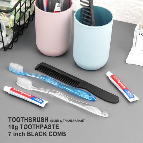 100 Pack Disposable Toothbrushes with Toothpaste and Comb, Individually Wrapped, 10g Travel Toothpaste, 7inch Comb