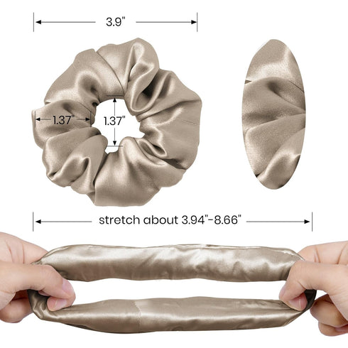 LILYSILK Silk Hair Scrunchies, 100% Mulberry, No Damage, Elastic Ponytail Holders, 1Pc, Coffee